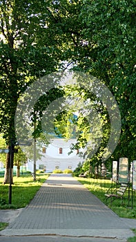 The city of Alexandrov in the Vladimir region of Russia, the Golden Ring of Russia. Kremlin. Central gate.