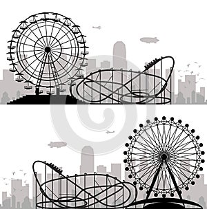 city and amusement park, vector