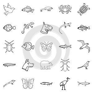 City animals icons set, outline style