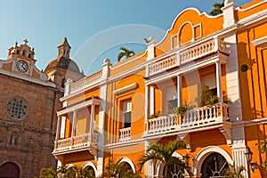 City architecture of Cartagena de Indias, Colombia.