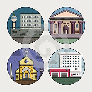 City architecture icons