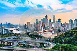 City architecture landscape and beautiful sky in Chongqing