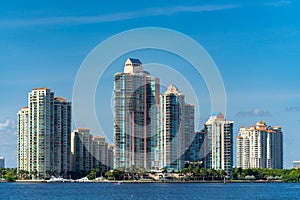 City of Aventura waterfront buildings shot with telephoto lens