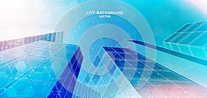 City background architectural with drawings of modern for use web, magazine or poster vector design.