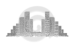 City background architectural with drawings of modern for use web, magazine or poster vector design.