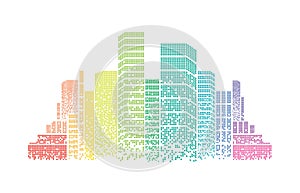 City background architectural with drawings of modern for use web, magazine or poster vector design.