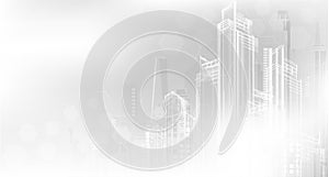 City background architectural with drawings of modern for use web, magazine or poster vector design