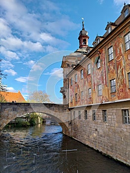 The city of Bamberg on the river Regnitz