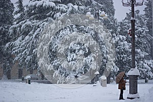 The city of Belluno, under heavy snow