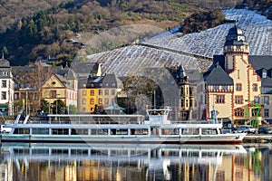 The city Bernkastel-Kues on river Moselle, Germany