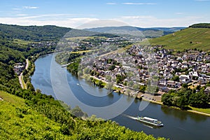 The city Bernkastel-Kues on river Moselle, Germany