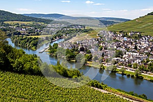 The city Bernkastel-Kues on river Moselle, Germany