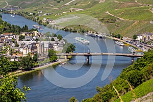 The city Bernkastel-Kues on river Moselle, Germany