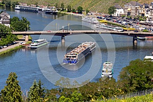 The city Bernkastel-Kues on river Moselle, Germany