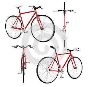 City bicycle fixed gear from four view