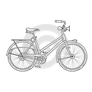 City bicycle in graphic style, casual bike with hand honk photo