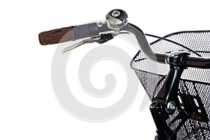 City bicycle handlebar with ring bell photo