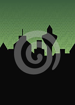 City with a binary sky