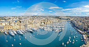 City of Birgu with Grand Harbour in Valetta, Malta