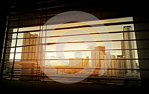 City blurred background, Window view