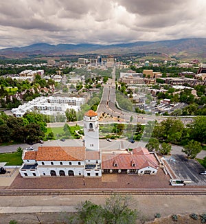 City of Boise Idaho with the Train Depot and Capital boulevard