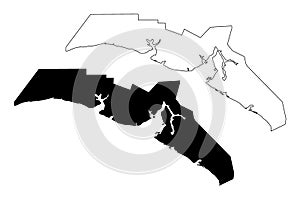 City and Borough of Yakutat, Alaska Boroughs and census areas in Alaska, United States of America,USA, U.S., US map vector