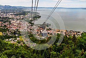 City Bregenz, cableway and lake Constance