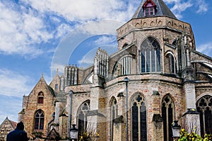 Typical medieval buildings along the canals of the city of Bruges, West Flanders, Belgium photo