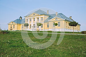 City Brukna, Latvia Republic. Park with old manor. Trees and green zone. Sep 9. 2019 Travel photo