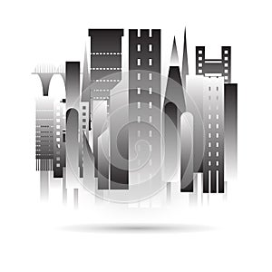 City building black icon design in vector format on white background