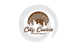 City building with cookie logo design vector icon symbol illustration