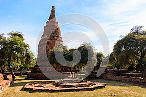 City building remain, Buddha statue remain of Wat Phra Sri Sanphet Temple in Ayutthaya, Thailand (Phra Nakhon Si Ayutthaya&#x