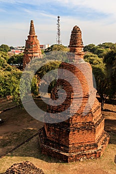 City building remain, Buddha statue remain of Wat Phra Sri Sanphet Temple in Ayutthaya, Thailand (Phra Nakhon Si Ayutthaya&#x