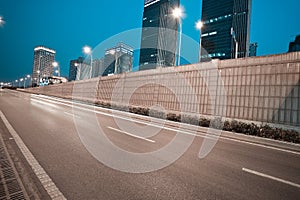 City building street scene and road tunnel of night scene