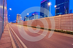 City building street scene and road tunnel of night scene