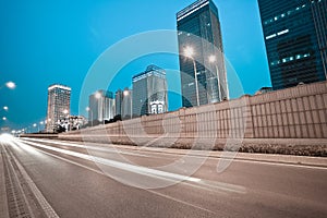 City building street scene and road tunnel of night scene