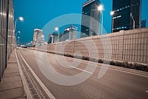 City building street scene and road tunnel of night scene