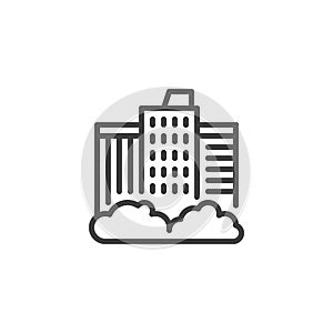 City buildings line icon