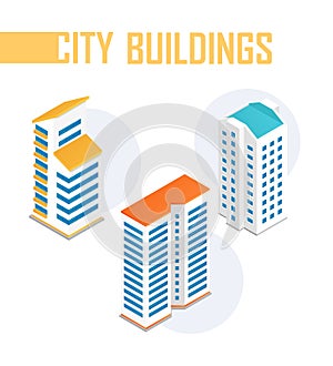 City buildings - modern vector colorful isometric elements