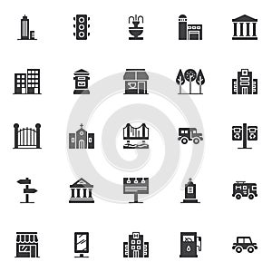 City buildings vector icons set