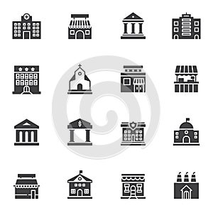 City buildings vector icons set