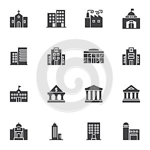 City buildings vector icons set