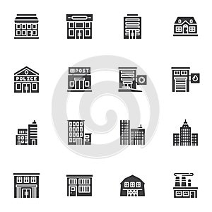 City buildings vector icons set