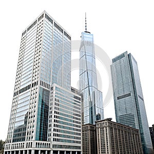 City buildings on white background photo