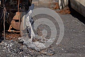 City burned cars after a fire in one of the city`s districts