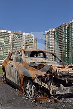 City burned cars after a fire in one of the city`s districts