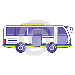 City bus icon in trendy cartoon flat line style. Mass transit vehicle symbol. Autobus as public transportation element. Vector il