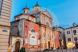 Panoramas of the city of Busca during sunset and in the blue hour photo