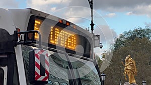 City buses driving along the route. Fifth Avenue in New York.