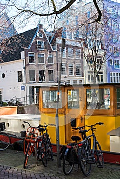City canal houses in Amsterdam